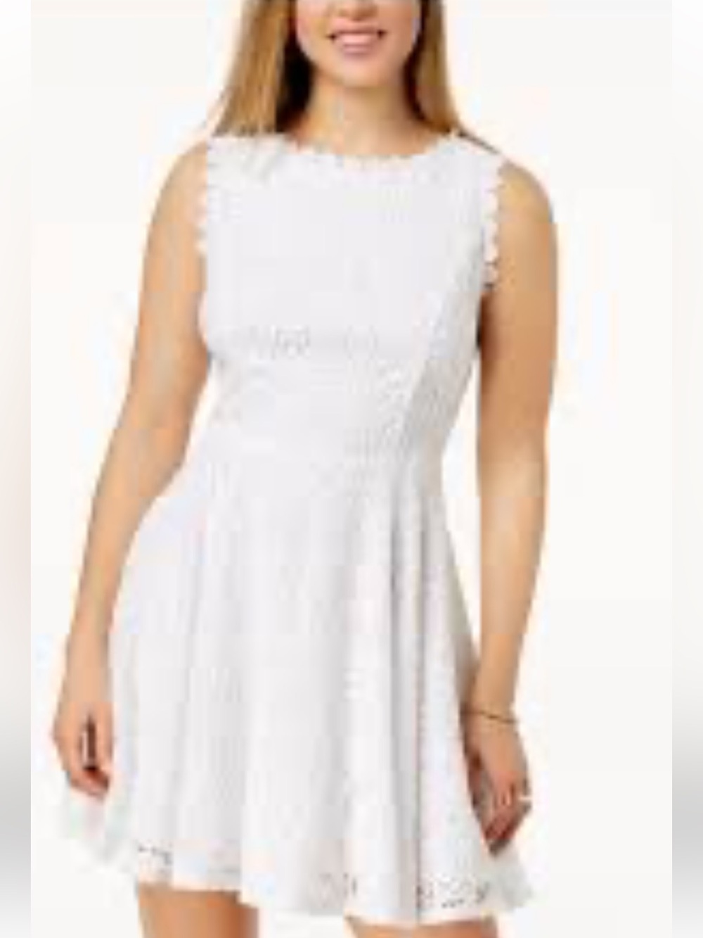 City Studio White Sleeveless Lace Fit & Flare Dress